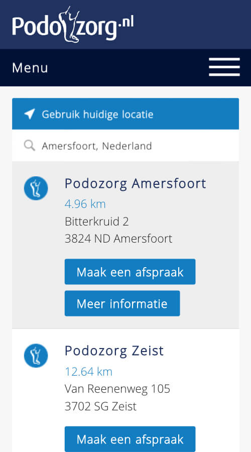 Website ontwikkeling voor Podozorg Nederland en haar vestigingen